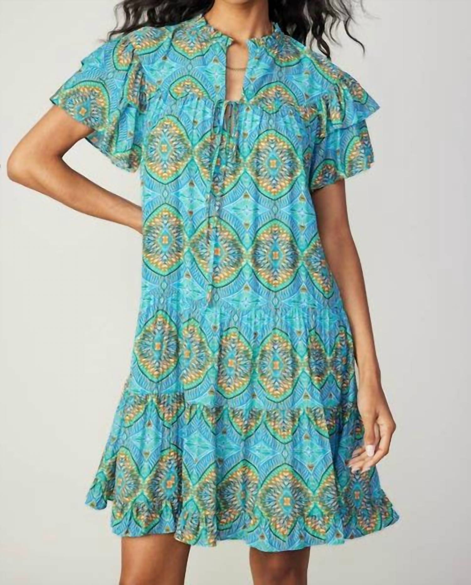 Current Air - Bohemian Printed Tiered Mini Dress