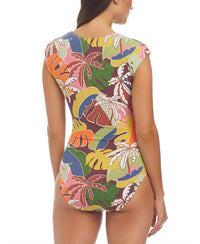 Bleu Rod Beattie - Tropical Print Cap Sleeve Swimsuit