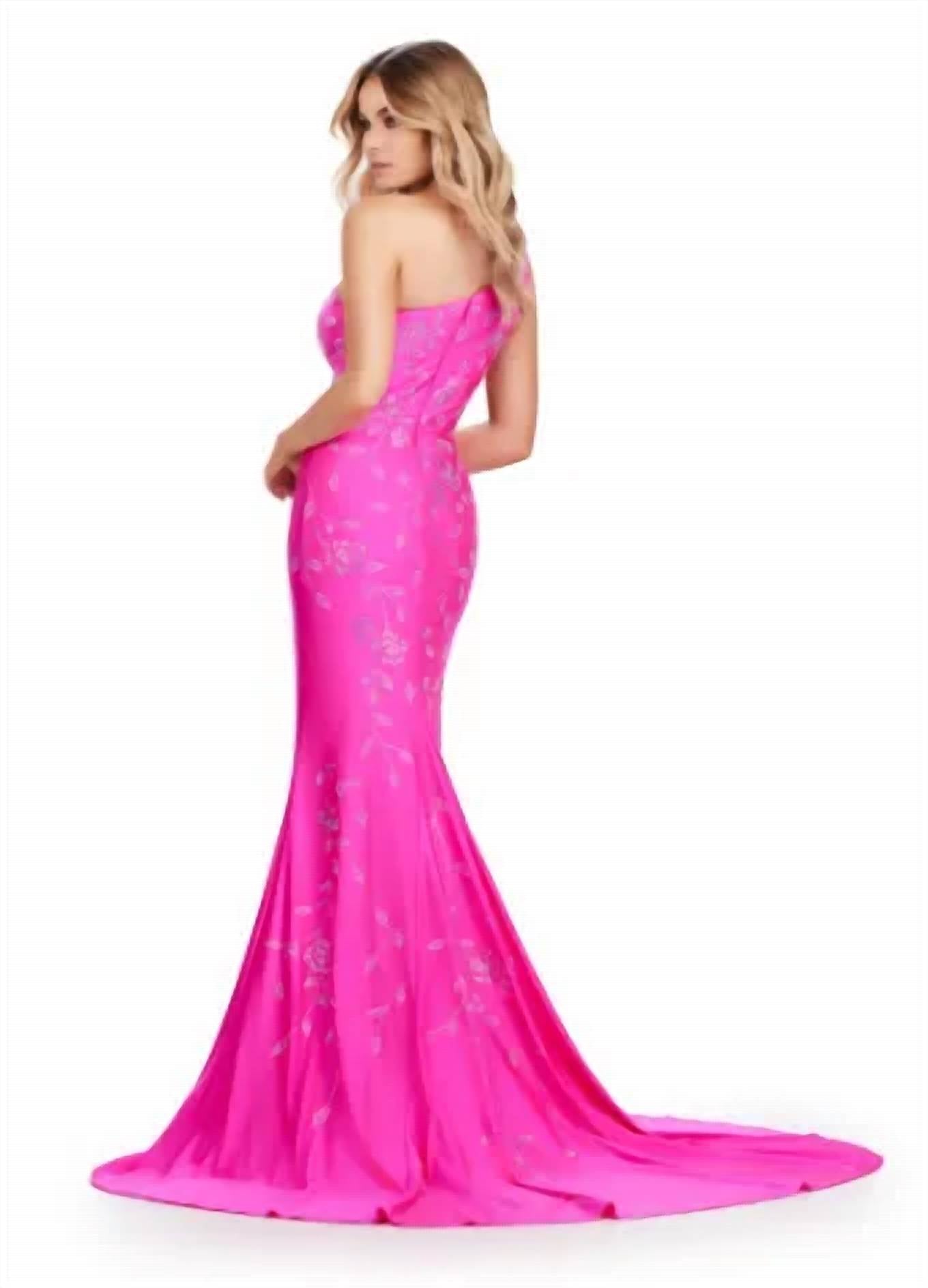 Ashleylauren - One Shoulder Jersey Gown