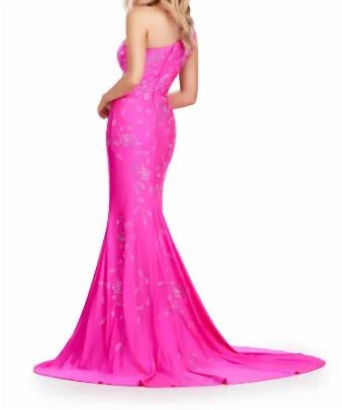Ashleylauren - One Shoulder Jersey Gown
