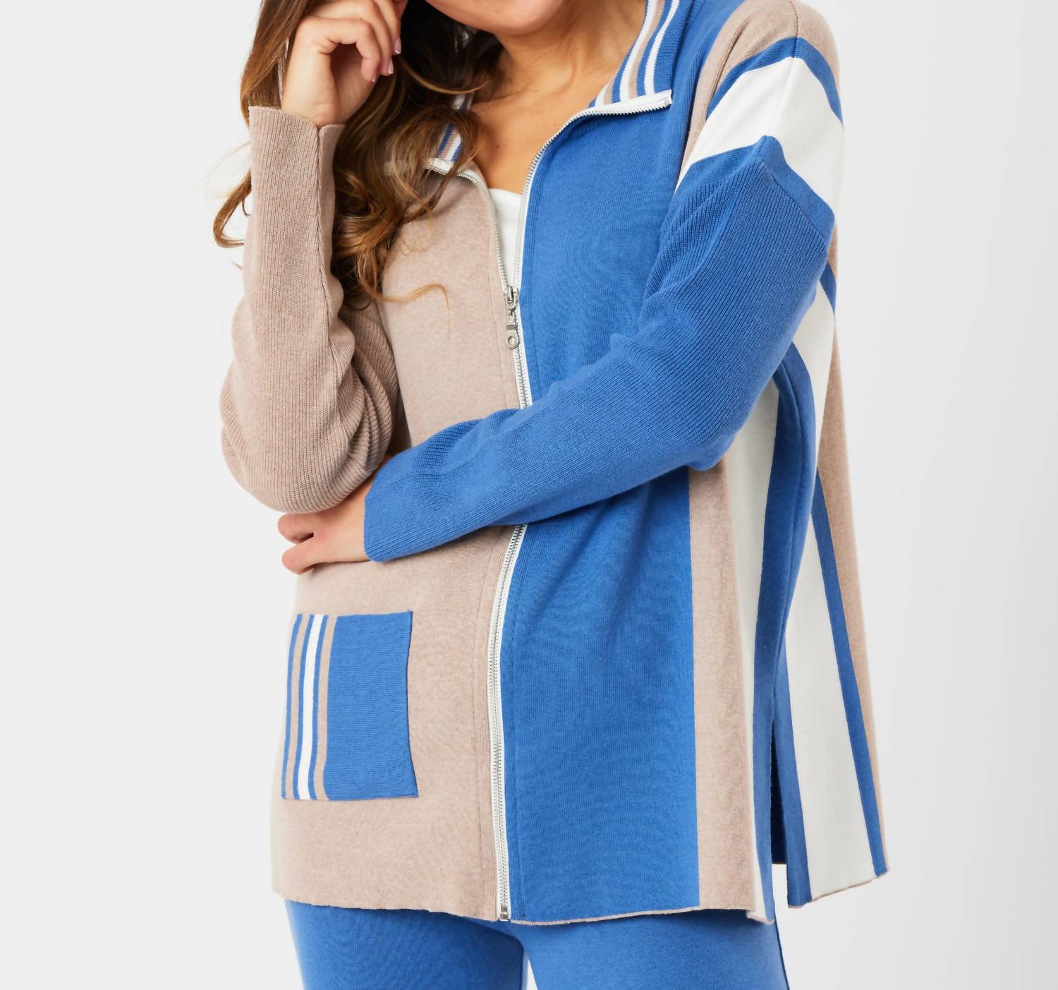 Angel Apparel - Two Tone Stripe Detail Jacket