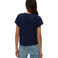 Michael Stars Harlan Cropped V-Neck Tee in nocturnal - women's t-shirt - detail view