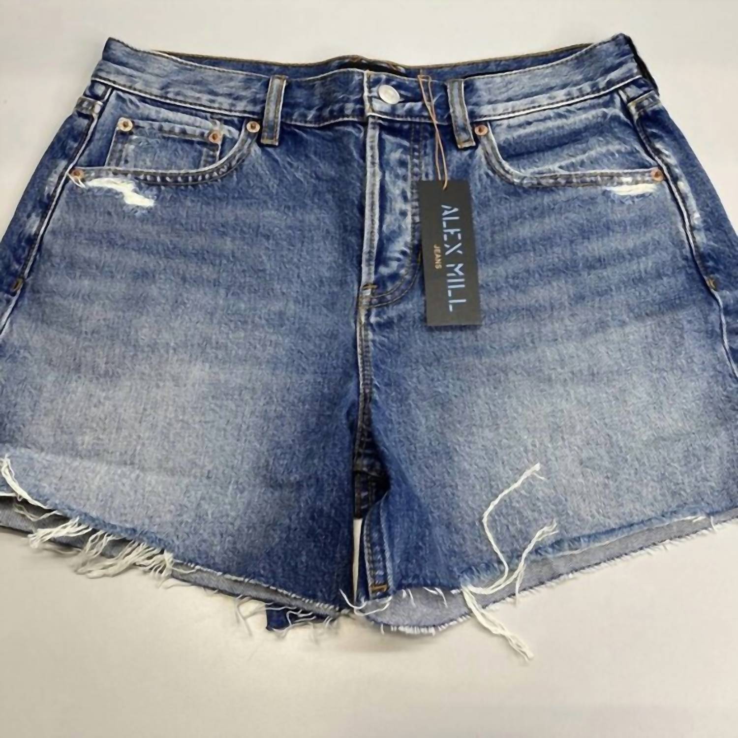 ALEX MILL Women's Frayed Hem Mini Shorts in venice wash - women's shorts