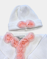 Gita - Girl's 2pc Sweater With Pink Chiffon Flowers