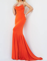 Jovani - Fitted Spaghetti Strap Dress