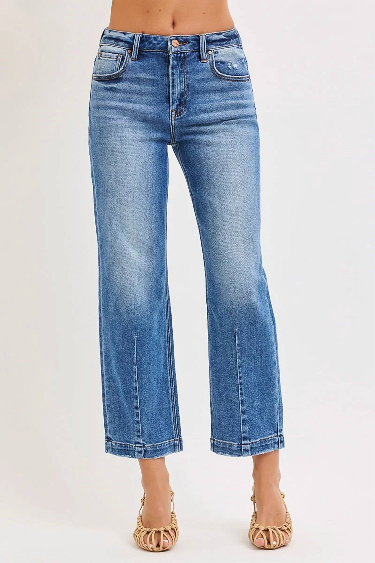 Risen - High Rise Crop Boyfriend Tapered Jeans