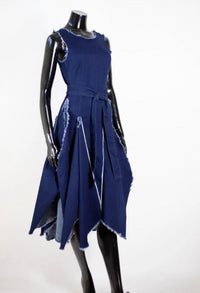 Samuel Dong - Women's Sleeveless Denim Dress with tie and belt