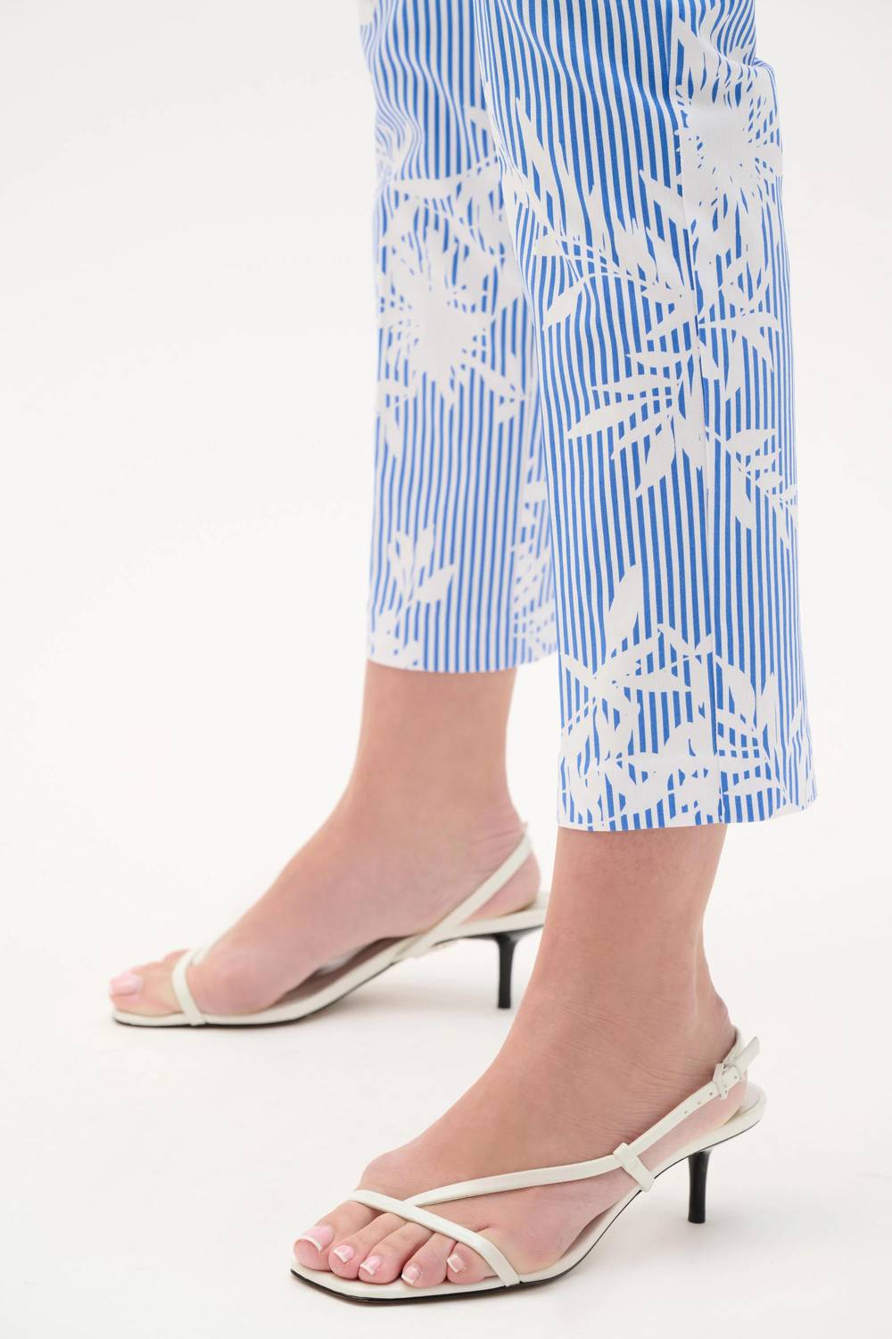 Joseph Ribkoff Millenium Printed Straight Pants in vanilla blue - women's pants - detail view