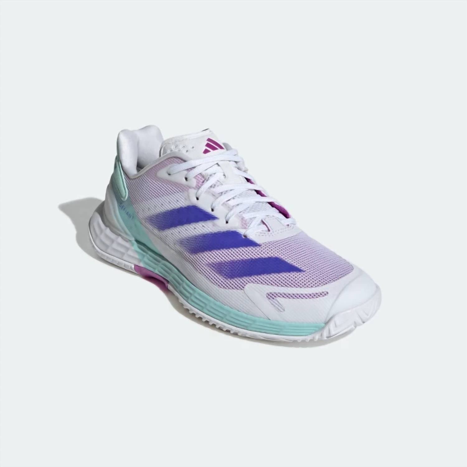 adidas Women's Defiant Speed 2 Tennis Sneakers in cloud white cobalt blue semi flash aqua - women's shoe - view 4