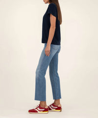 KUT FROM THE KLOTH Remington Scoop Neck Top in navy - women's t-shirt - detail view