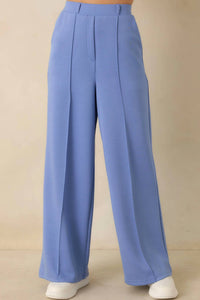 Entro - Solid Knit Wide Leg Pants