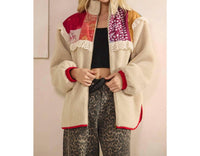 Veveret - Women's Contrast Printed Teddy Jacket