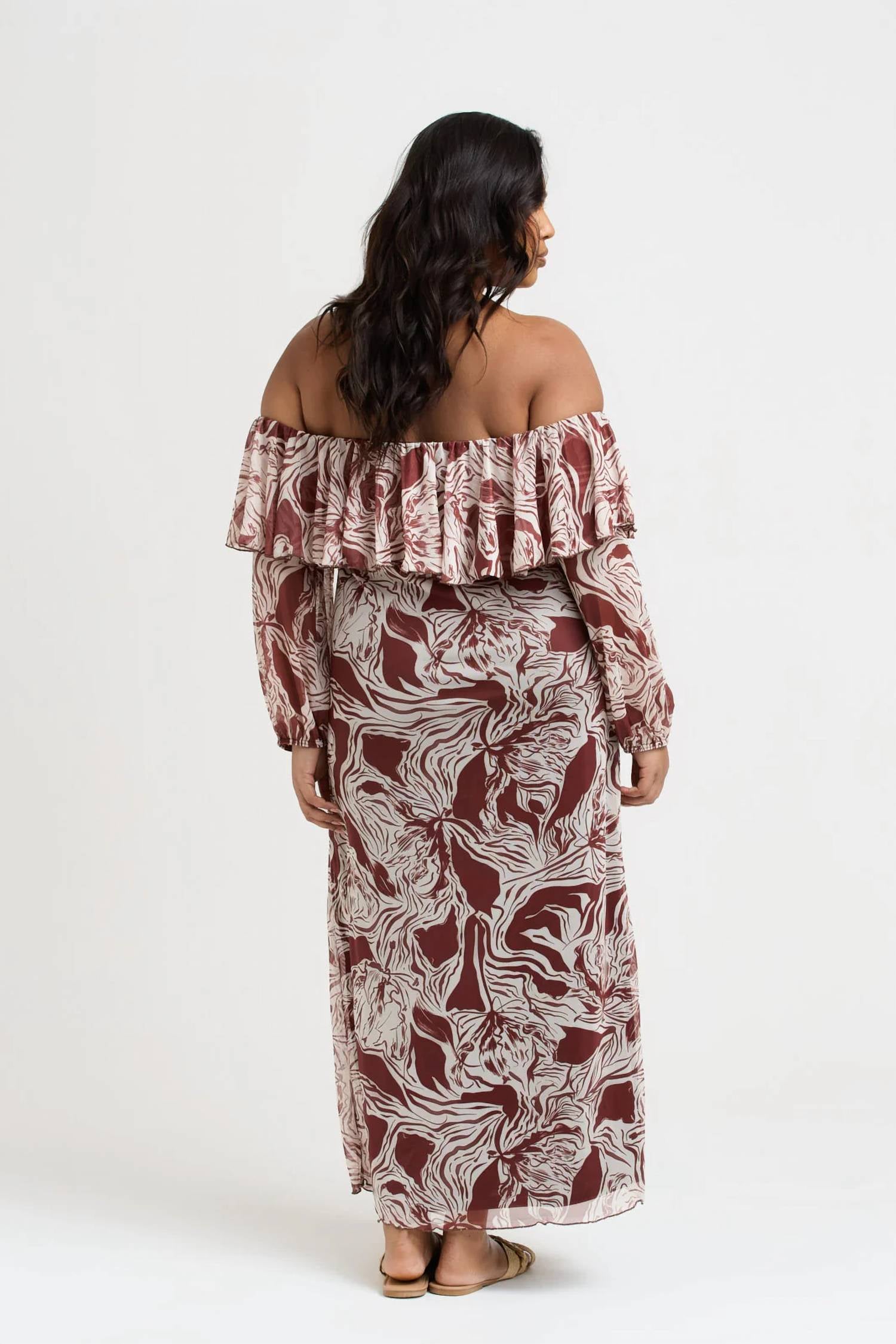 Fashion Szn Curve - Ruffle Bardot Midaxi Dress