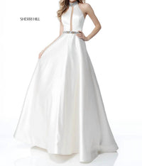 Sherri Hill Women's Beaded Halter Ball Gown in ivory - women's dress