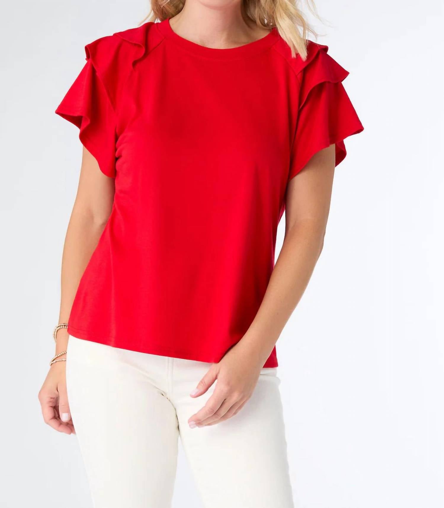 Coco + Carmen - Mandy Cap Sleeve Ruffle Top