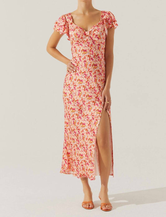 Astr - Maisy Floral Flutter Sleeve Midi Dress