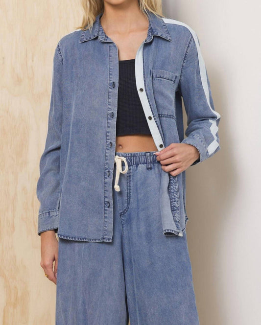 Vintage Havana - Tencel Shirt With Contrast Taping