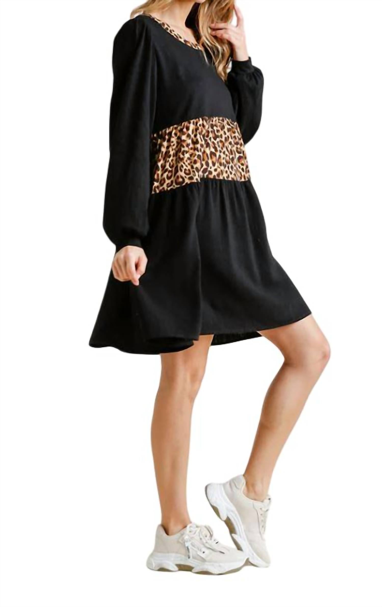 Umgee - Leopard Tiered Babydoll Dress