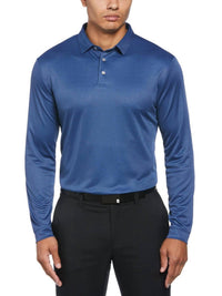 Pga Tour - Men's Mini Jacquard Long Sleeve Golf Polo Shirt