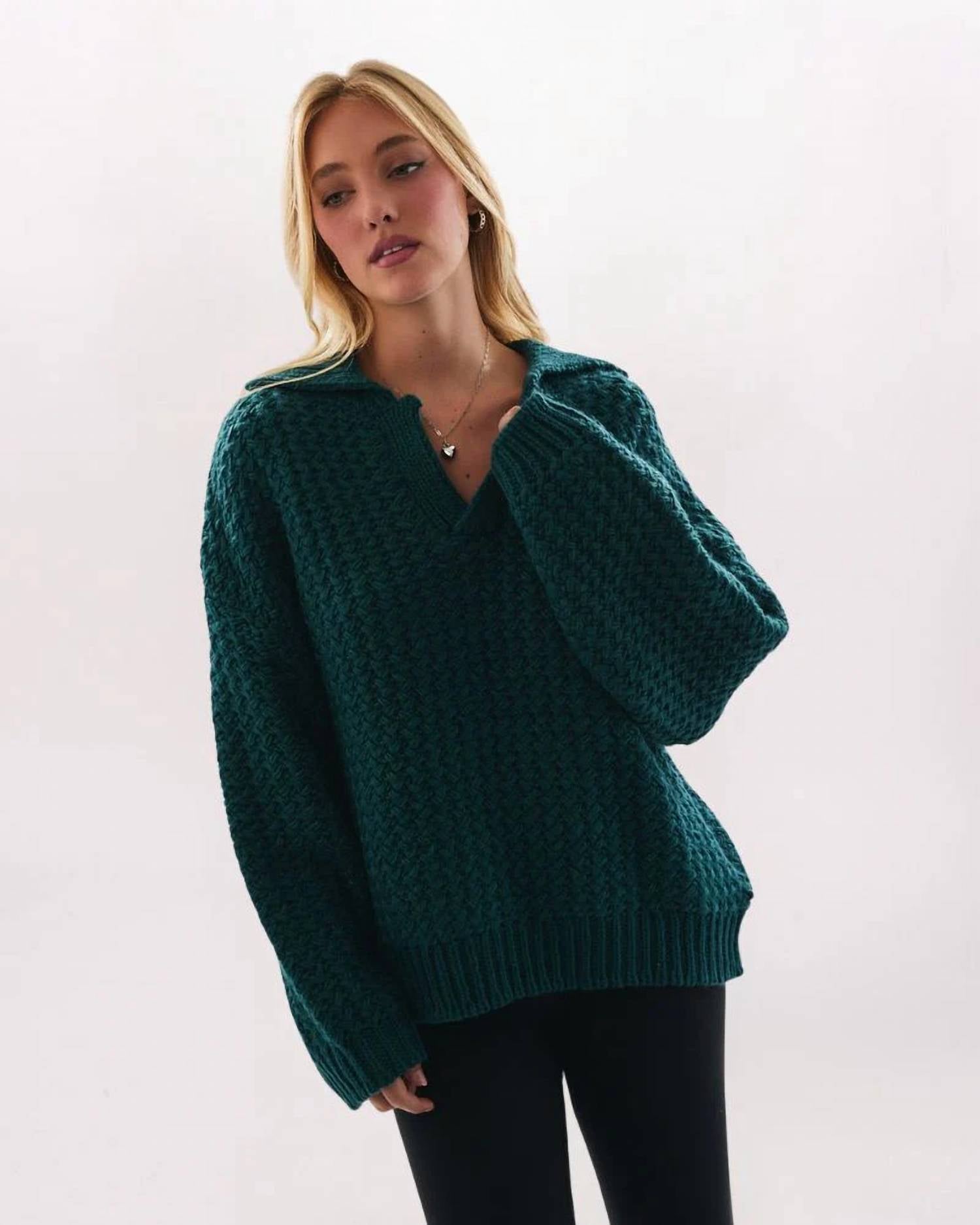 Rowan + Riot - Oversized Textured Collar Sweater