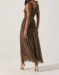 Astr - Desma Metallic V-neck Maxi Dress