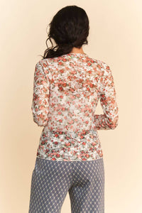 DAVI & DANI Mesh Long Sleeve Layering Top in pink pink floral - women's long sleeve top - alternate view
