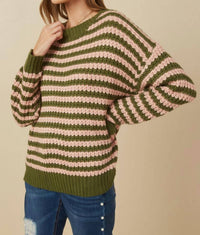 Hayden La - Striped Drop Shoulder Low Gauge Sweater