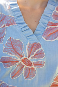 Voy - Applique Floral Ruffle Top