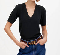 Madewell - Cashmere V-neck Puff-sleeve Sweater Tee