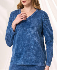 Angel Apparel V-neck Heart Sweater in denim - women's sweater