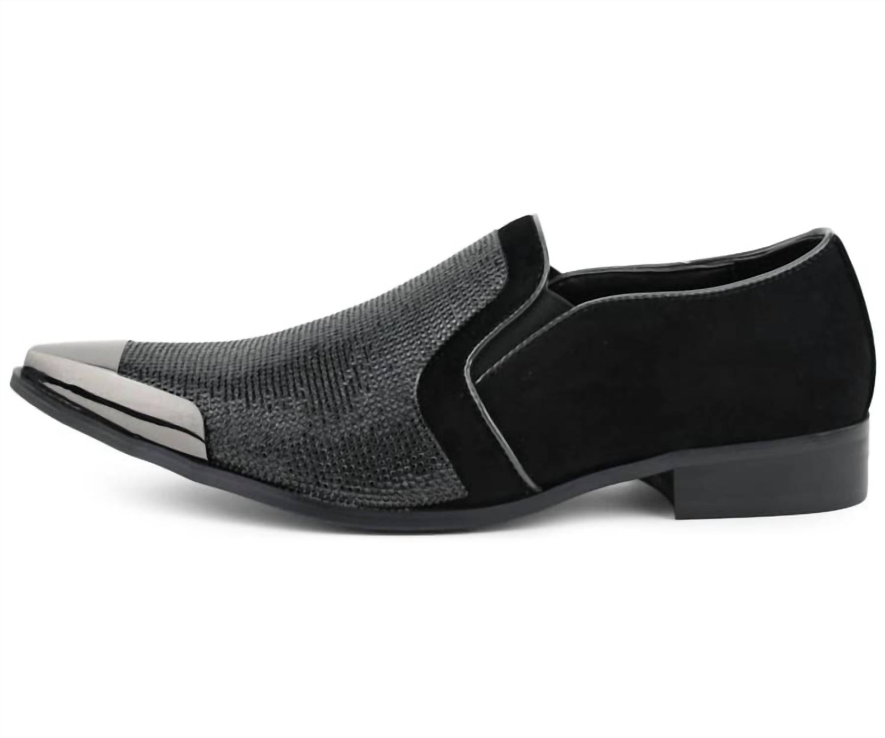 Bolano Men's Dezzy Rhinestone Dress Shoes in black - men's loafer - alternate view