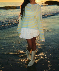 Le Lis - Long Sleeve Rolled Hemline Half Button Sweater