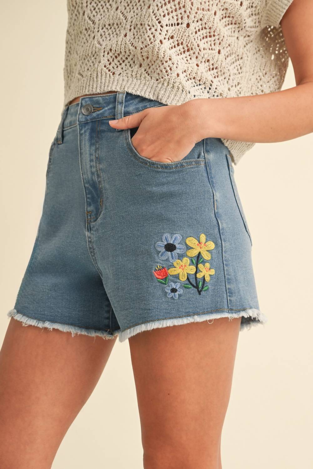 Anniewear - Denim Blossom Shorts