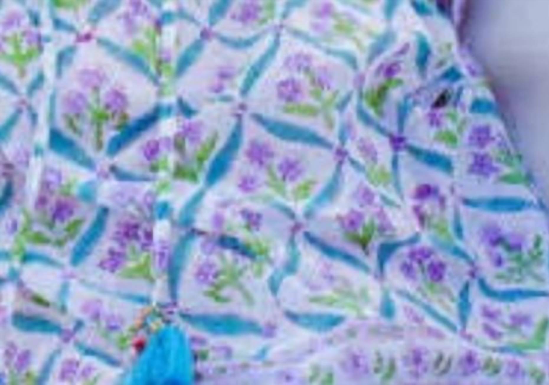 BELL Milia Cap Sleeves Top in turquoise purple diamond - women's blouse - detail view