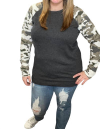 Michelle Mae - Camo Sleeve Pullover