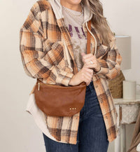 Very J - Tattered Flannel Shacket With Hood