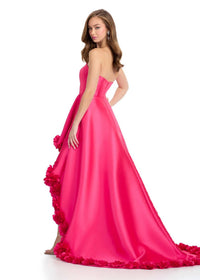 ASHLEYlauren Strapless Mikado High-low Dress in fuchsia - women's dress - alternate view