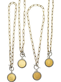 Julio Jewelry - Women's Uppercase Initial Disk Necklace - Letter T