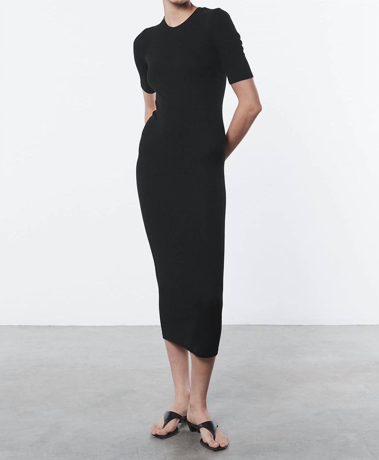 Enza Costa - Silk Rib Half Sleeve Midi Dress