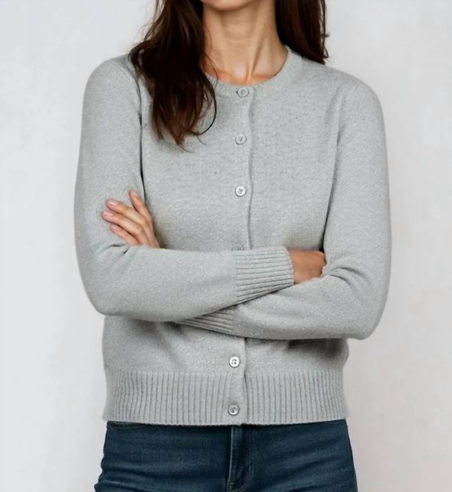 Minnie Rose - Sparkle Cashmere Crew Neck Cardigan