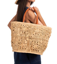 Shebobo - Women's Marie Flower Crochet Straw Basket Bag