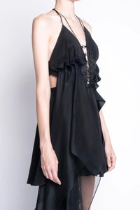 NOT TO BE REPRODUCED CUTOUT OPEN-BACK ASYMMETRIC MINI DRESS