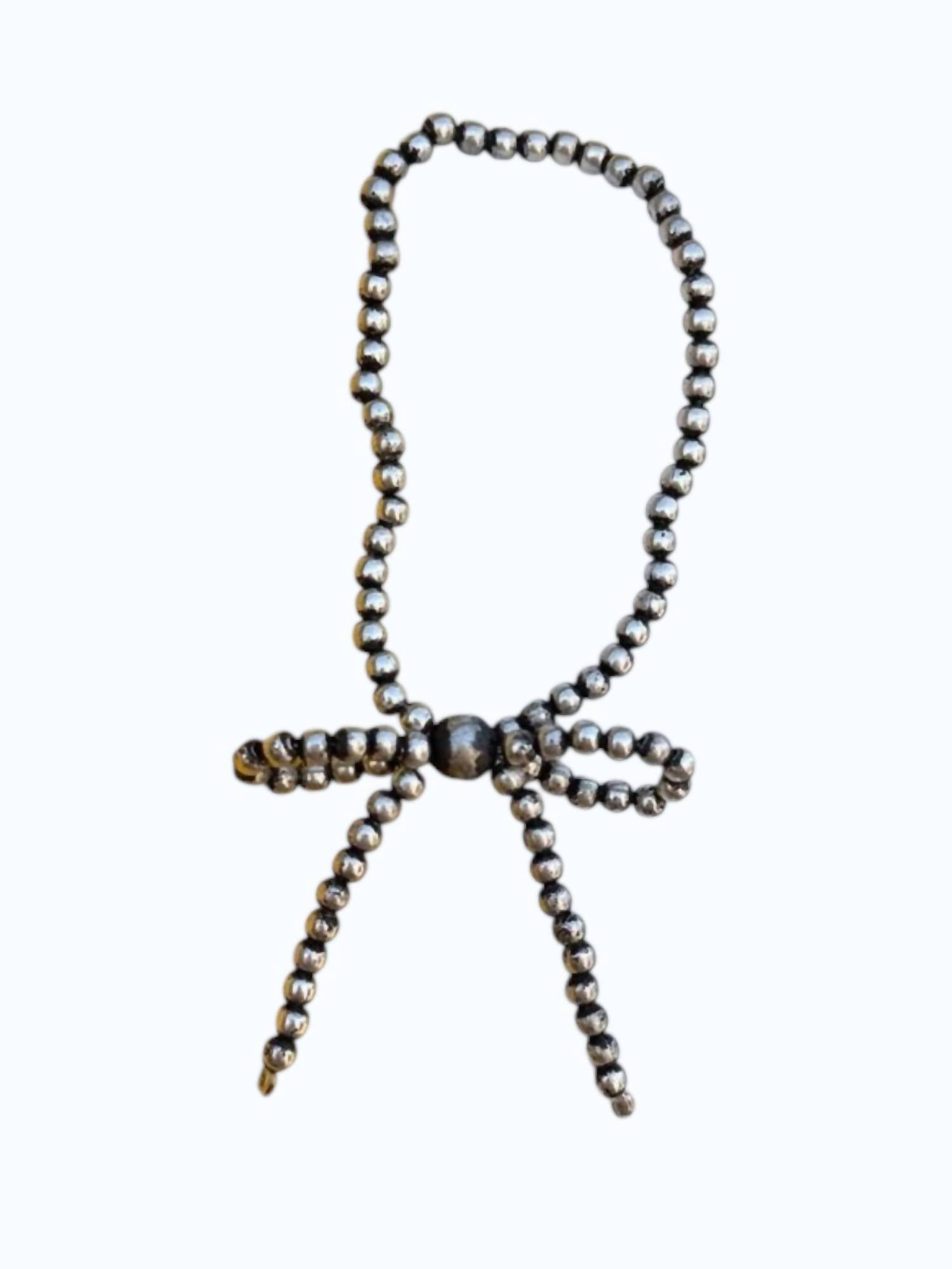 Rowdy Crowd Women's Bow Stretch Bracelet in silver beaded - women's jewelry