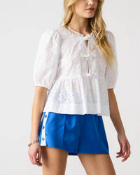 STEVE MADDEN Paula Tie Top in white - women's blouse - alternate view