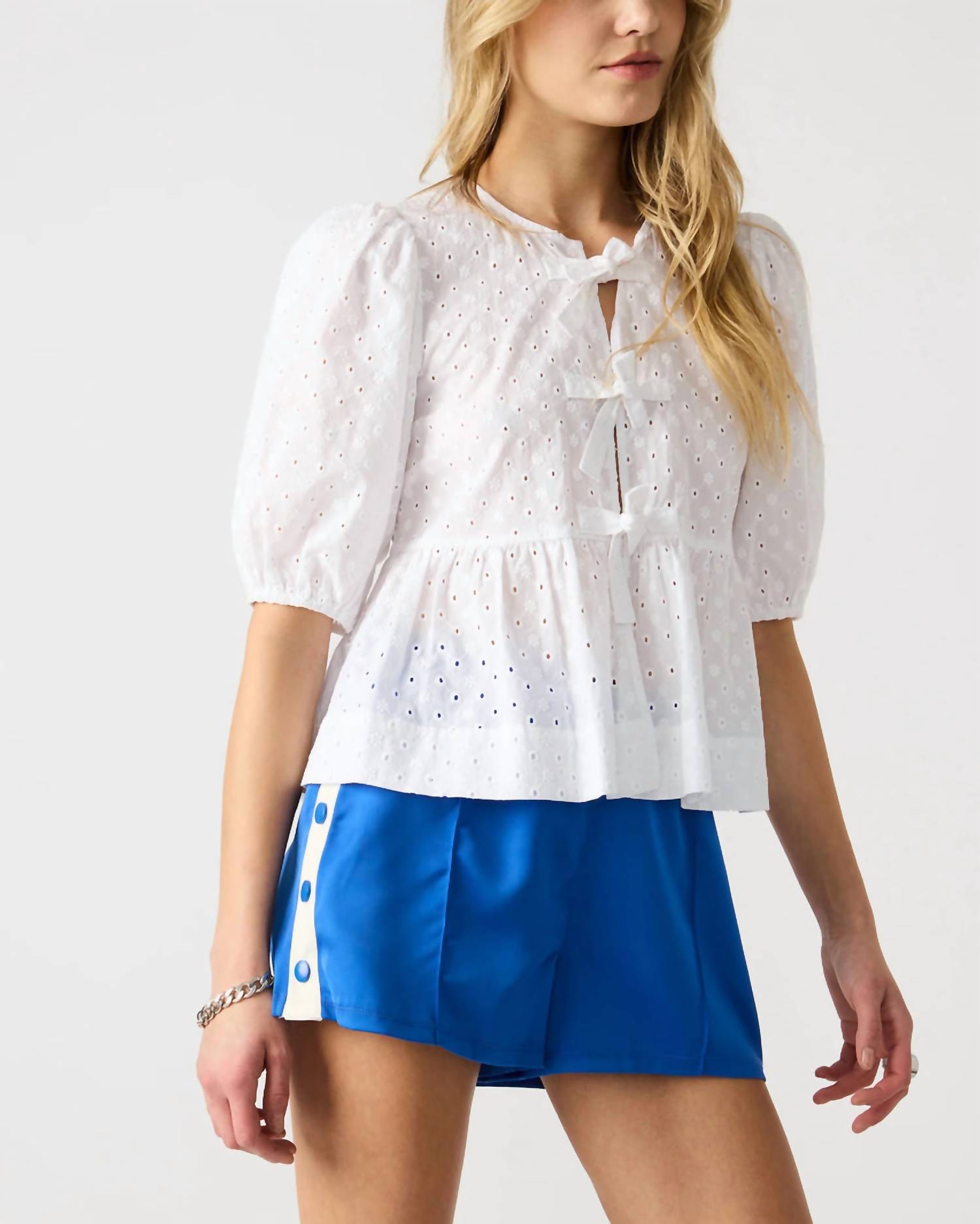 STEVE MADDEN Paula Tie Top in white - women's blouse - alternate view