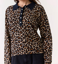 Brodie Cashmere - Leopard Polo Top