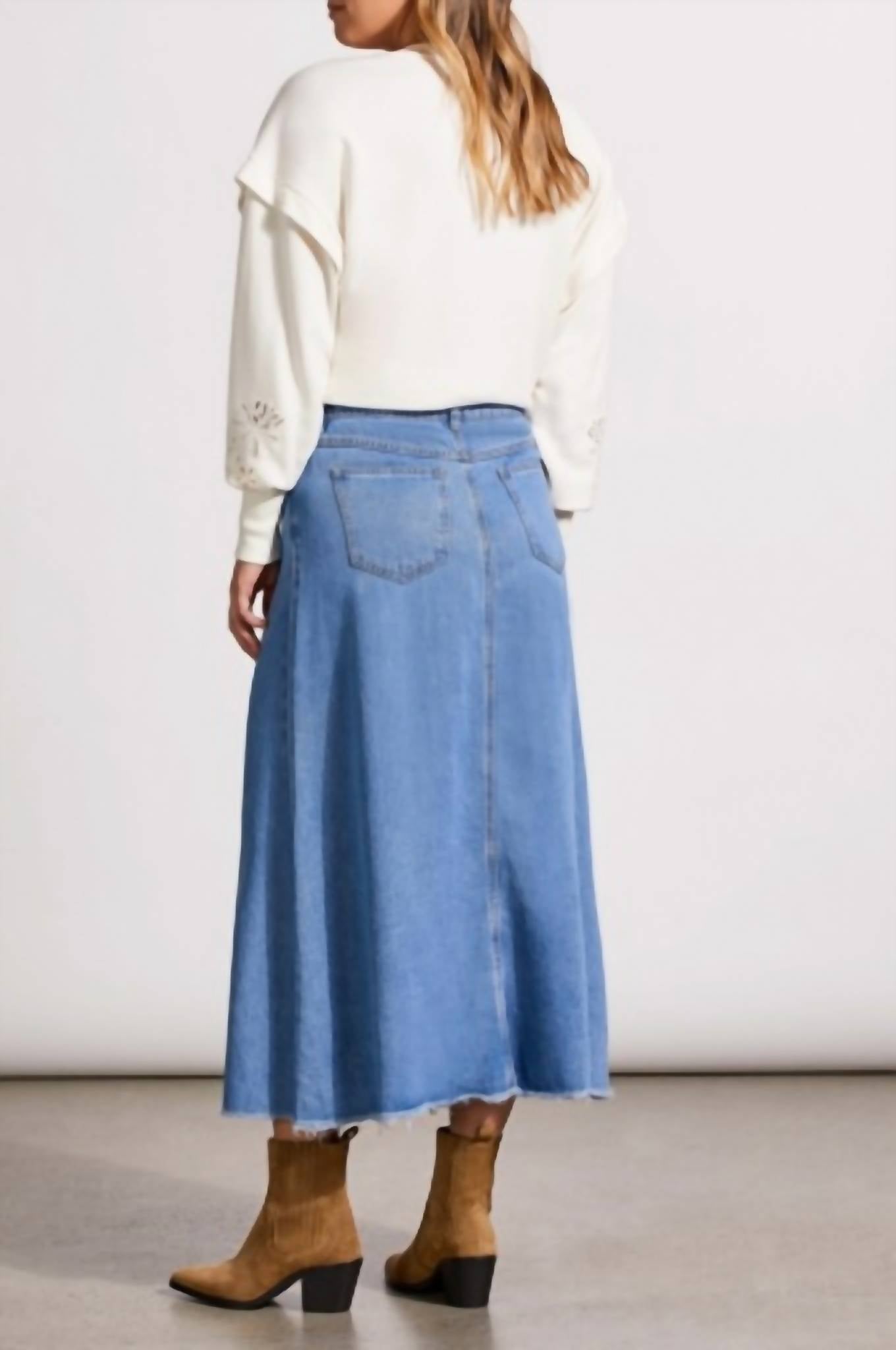 Tribal - Button Down Flowy Midi Skirt With Pockets