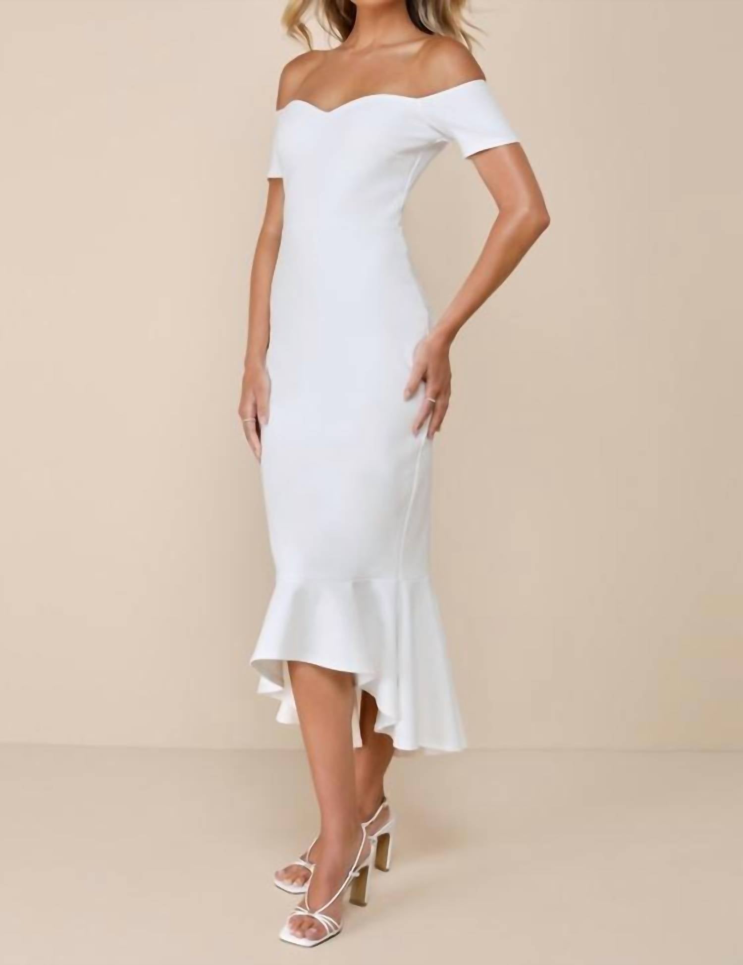 Lulus - How Much I Care Off-the-shoulder Midi Dress