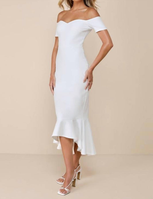 Lulus - How Much I Care Off-the-shoulder Midi Dress
