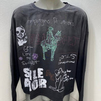 Stile De Amor Women's Graphic Long Sleeve Tee in black - women's long sleeve top